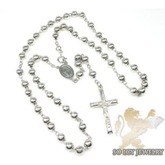 925 silver rosary italy necklace 24 inches 5mm