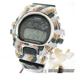 Mens multi color diamond g-shock watch 4.00ct