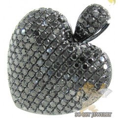 10k Black Gold Round Diamond Heart Pendant 7.29ct 