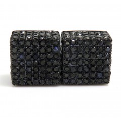 10k Black Gold Black Diamond Pave Earrings 1.80ct