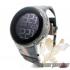 Mens black diamond full case igucci digital watch 5.00ct