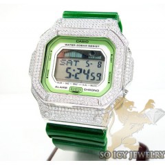 Mens cz g-lide green g-shock watch 4.00ct