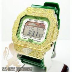 Mens cz g-lide green g-shock watch 4.00ct