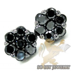 14k Black Gold Black Diamond Cluster Earrings 3.00ct
