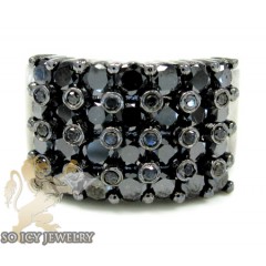 Mens 14k Black Gold Black Diamond Cluster Ring 4.00ct