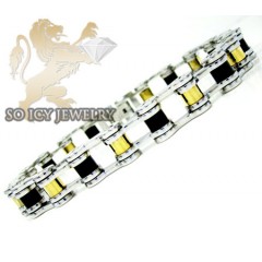 Three Tone Stainless Steel Bicycle Chain Bracelet