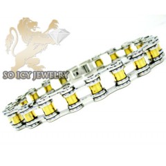 Two tone stainless steel bicycle chain bracelet