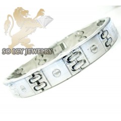 White Stainless Steel Screw Link Bracelet