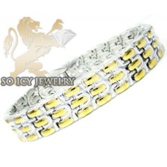 Two Tone Stainless Steel Multi-link Design Bracelet