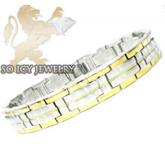 Two Tone Stainless Steel Box Link Bracelet