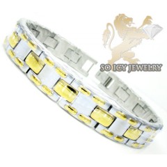 Two Tone Stainless Steel Box Link Bracelet 