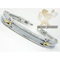 Two Tone Stainless Steel White Carbon Fiber Link Bracelet