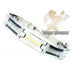 Two Tone Stainless Steel Black Enamel Bracelet