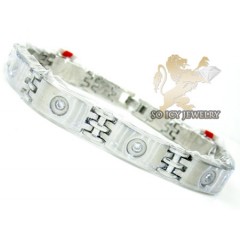 White Stainless Steel Cz Bezel Bracelet