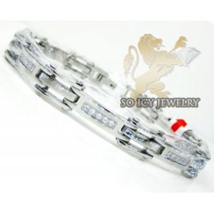 White Stainless Steel Cz Fashion Bracelet