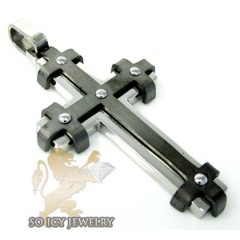 Two Tone Stainless Steel Double Layered Cross Pendant