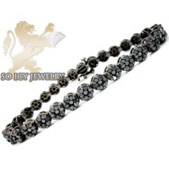 Ladies 14k Black Gold Black Diamond Flower Bracelet 8.00ct
