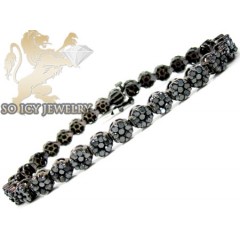 Ladies 14k black gold black diamond flower bracelet 8.00ct