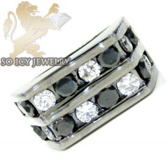 14k Black Gold White & Black Diamond 2 Row Fashion Mens Ring 3.50ct