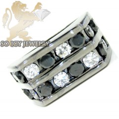 14k black gold white & black diamond 2 row fashion mens ring 3.50ct