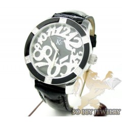 Techno com kc diamond black enamel white stainless steel watch 0.50ct