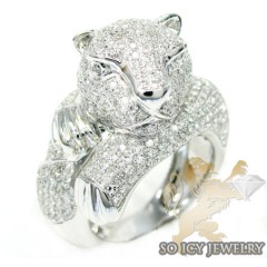 Ladies 14k White Gold Round Diamond Tiger Ring 2.25ct