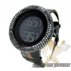 Mens black diamond igucci digital full case big bezel watch 13.00ct