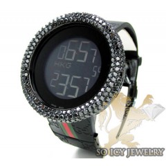 Mens Black Diamond Igucci Digital Full Case Big Bezel Watch 13.00ct
