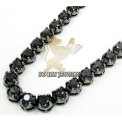 Mens 10k black gold round black diamond tennis link chain 64.00ct