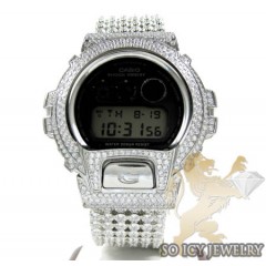 Mens white cz dw-6900 g-shock watch full ice 15.00ct