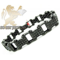 Black Sterling Silver Black Diamond Bicycle Chain Bracelet 8.00ct