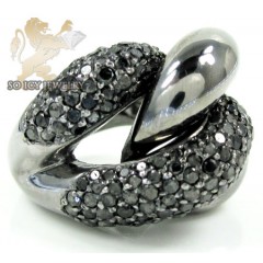 Ladies 14k Black Gold Round Black Diamond Swirl Ring 3.00ct