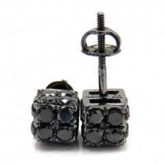 10k Black Gold Round Diamond 3d Ice Cube Earrings 2.23ct