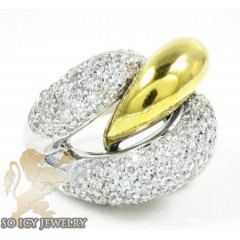 Ladies 14k Two Tone Gold Round Diamond Fashion Ring 2.00ct
