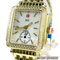 Ladies michele deco diamond yellow stainless steel watch 0.60ct