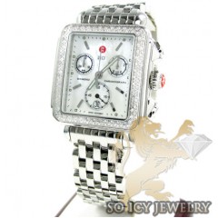 Ladies Michele Deco Diamond White Stainless Steel Watch 0.60ct