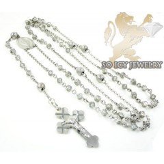 Silver Cz Rosary Chain Cross 7.00ct
