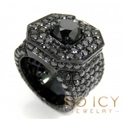 Mens 10k Black Gold Black Diamond Xl Ring 19.60ct