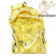 14k Yellow Gold Cz Jesus Pendant 0.54ct