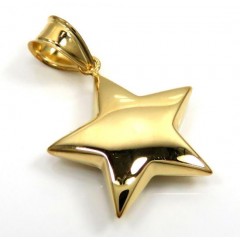 14k Yellow Gold Solid Puffed Star Small Pendant