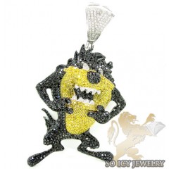 Taz Mania Devil 10k White Gold Diamond Pendant 7.50ct