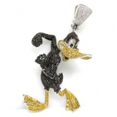 Daffy Duck 10k White Gold Diamond Pendant 4.75ct