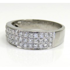 Mens 14k White Gold Round Diamond Wedding Band Ring 1.25ct