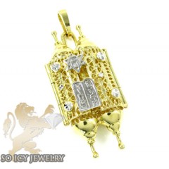 14k Two Tone Jewish Torah Pendant