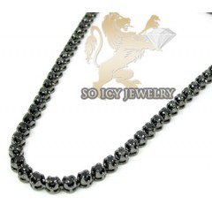10k Black Gold Round Black 5 Pointer Diamond Chain 11.00ct 20-30