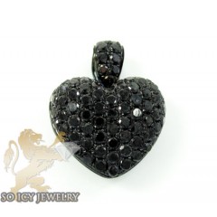 14k Black Gold Black Diamond Heart Pendant 1.10ct