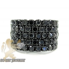 Mens Black Sterling Silver Black Diamond Cluster Ring 6.00ct