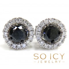 18k White Gold Black Cluster Diamond Earrings 1.01ct