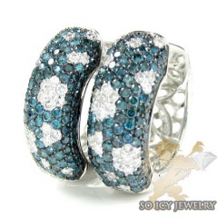 10k White Gold Fancy Blue Diamond Hoops 2.56ct