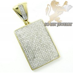 10k Yellow Gold Round Diamond Dog Tag Pendant 1.05ct